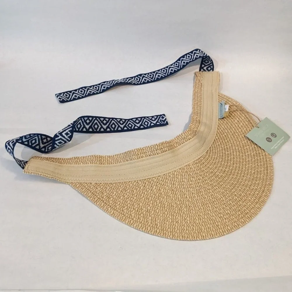 Sea & Grass Packable Straw Visor Womens One Size Beach Vacation Travel Cruise
